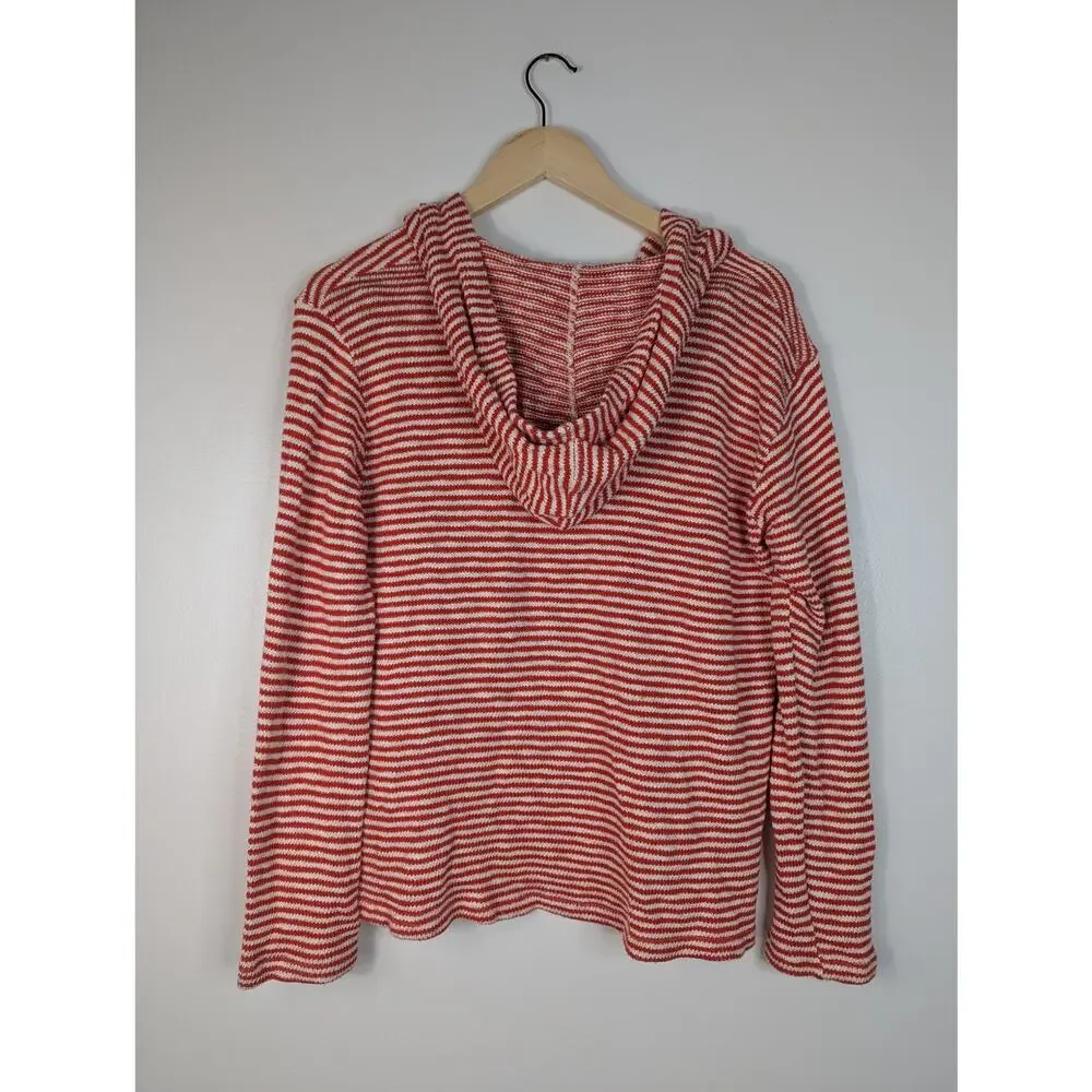 Sundry Striped Sea Sun Salt Embroidered Coastal Hooded Sweater